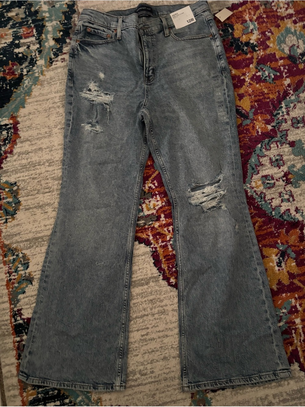 Aeropostale Light Blue Distressed Flare Jeans